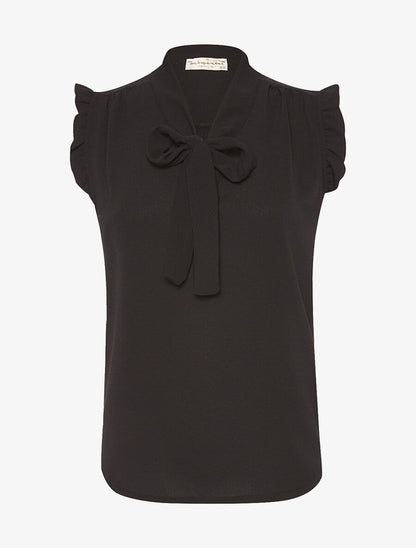 Blouse col à nouer - noir - 3