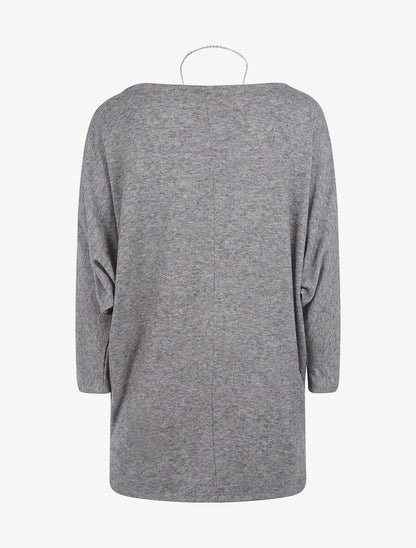Pull doux et sautoir étoile - gris - 2