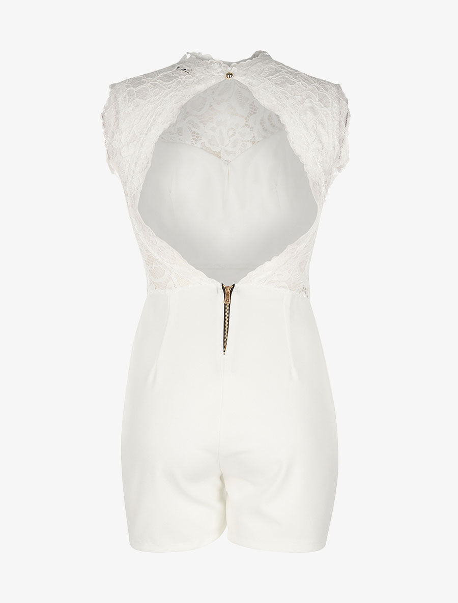 Combishort buste dentelle dos nu - blanc - 2