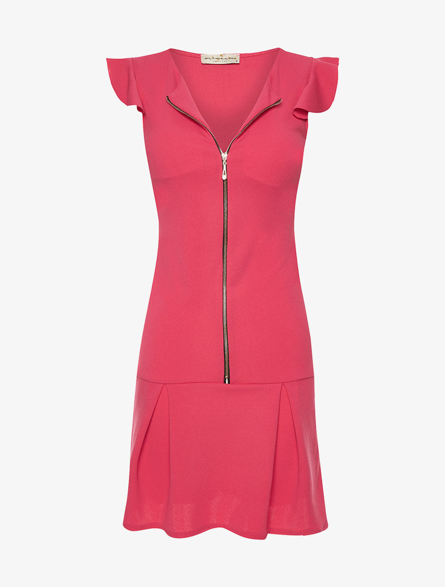 Robe zippée et volants - fushia - 3
