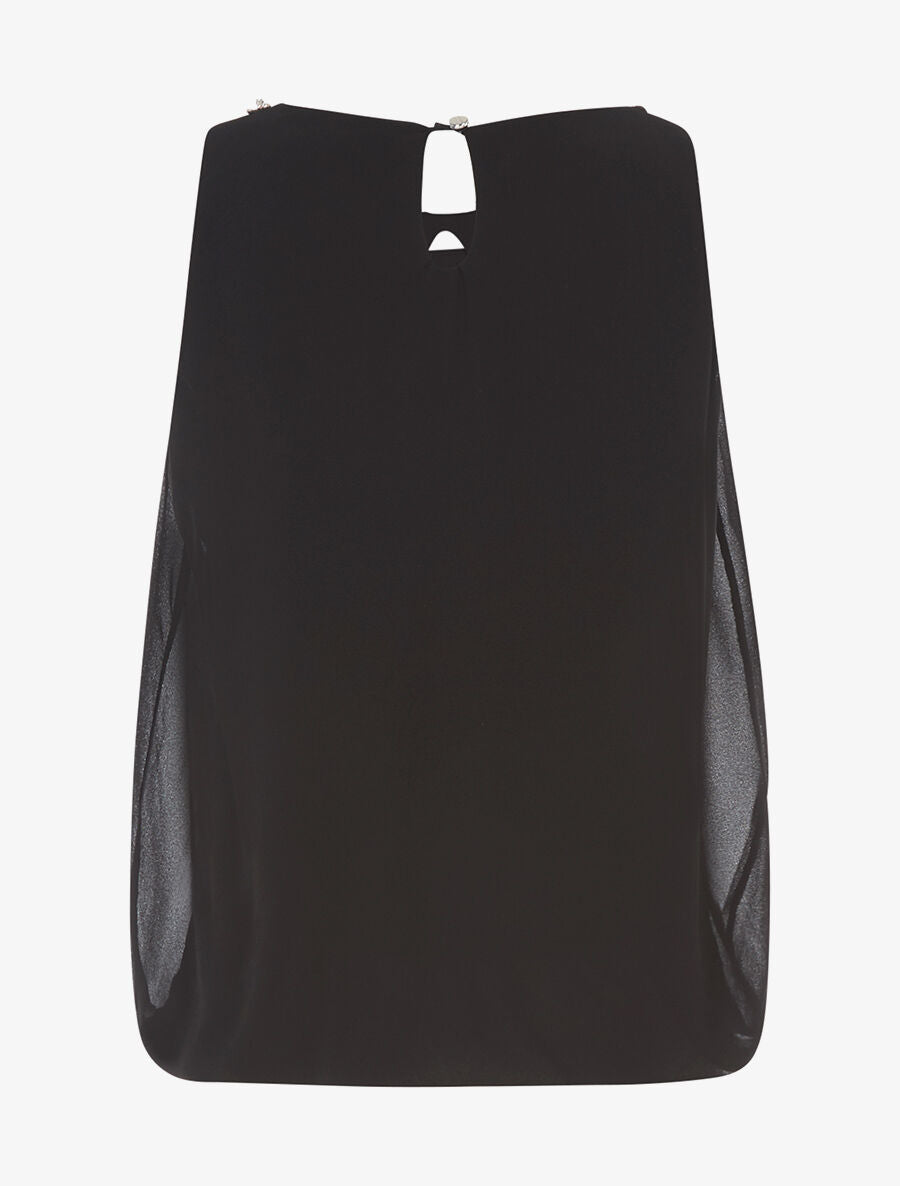 Top col claudine en strass - Noir - 2