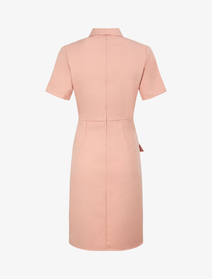 Robe portefeuille à manches courtes - Rose - 2