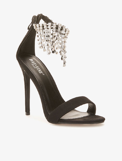 Peep-toes cascade de strass - noir - 2