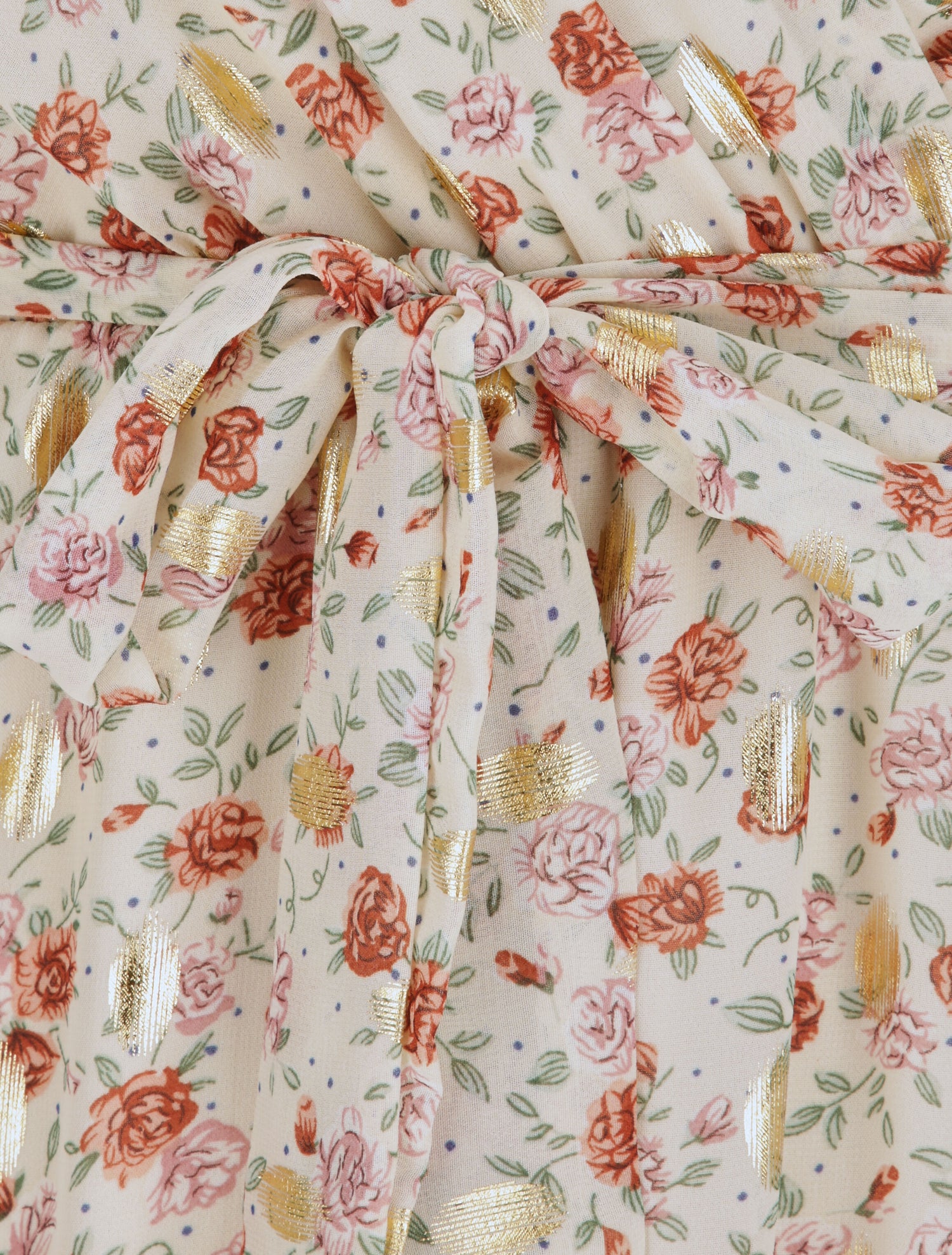 Robe longue cintrée imprimé roses irisées - Blanc - 3