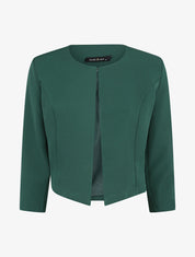 Veste droite uni manches 3/4 - Vert émeraude - 1
