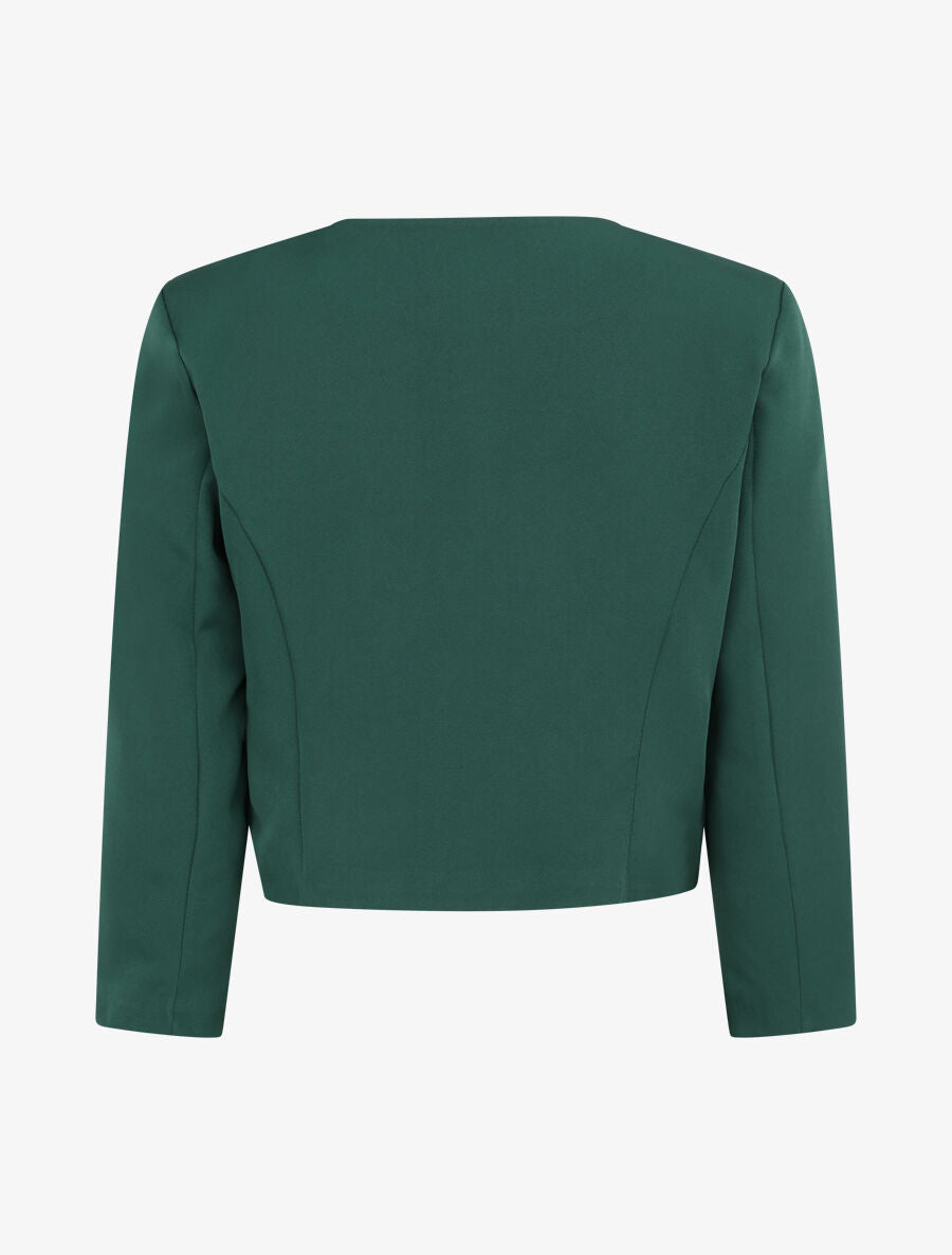 Veste droite uni manches 3/4 - Vert émeraude - 2