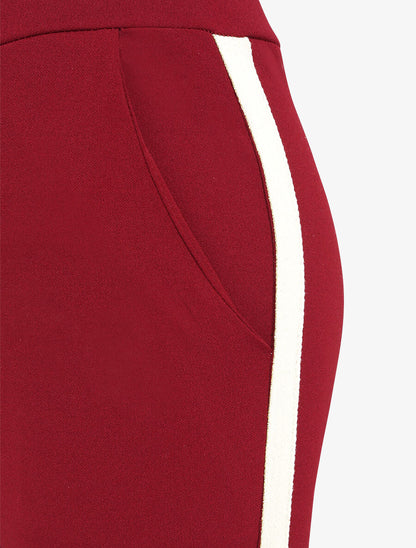 Pantalon jogger slim 7/8 taille haute - Bordeaux - 4