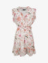 Robe patineuse mi-longue imprimé roses - Beige - 1