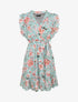 Robe patineuse mi-longue imprimé roses - Vert menthe - 4