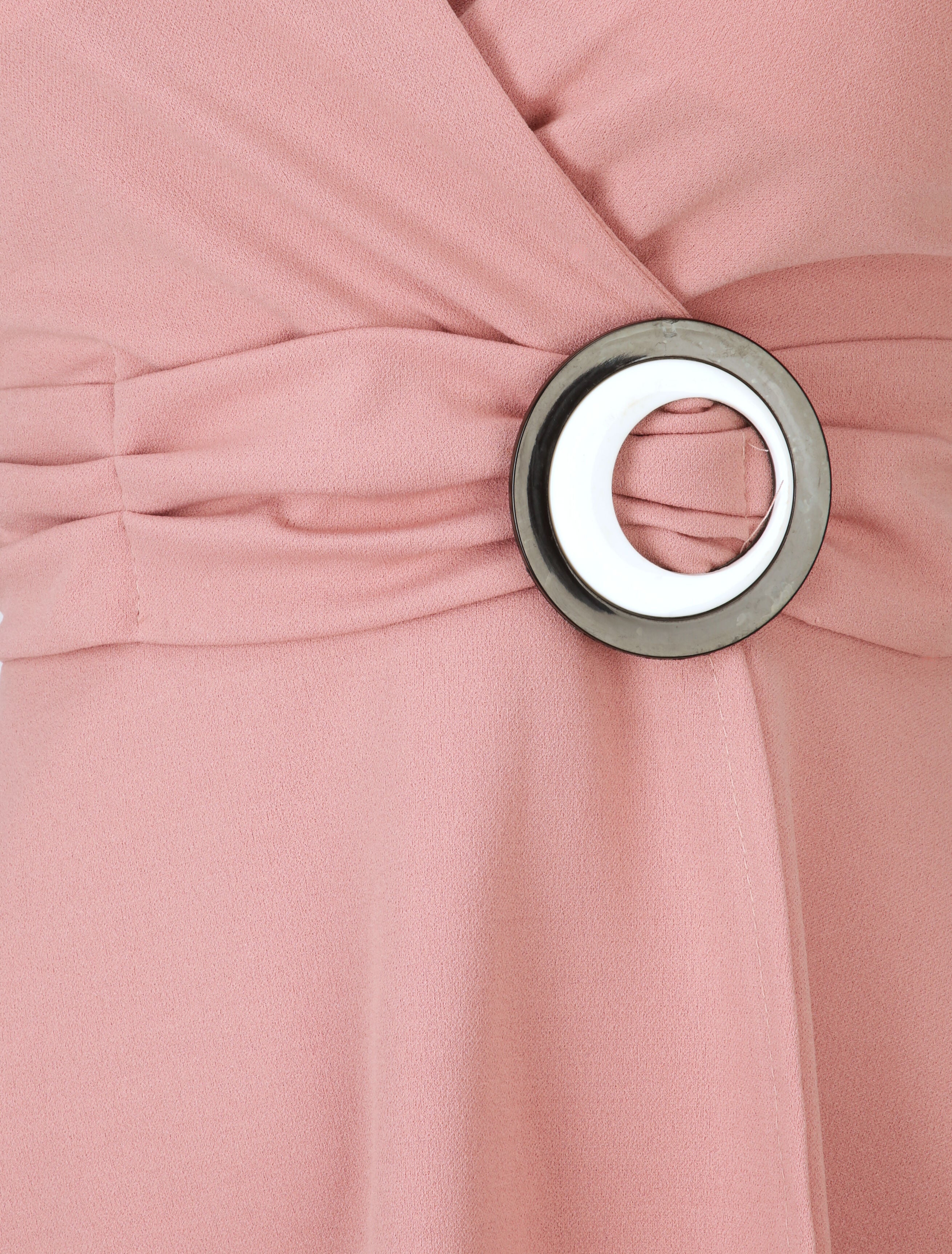 Robe patineuse sans manches à détail boucle ronde - Rose poudré - 3