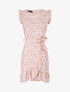 Robe imprimé fleurs des champs à bords volantées style portefeuille - Rose pâle - 4