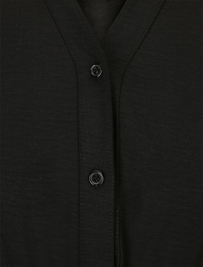 Robe patineuse à col tunisien - Noir - 3