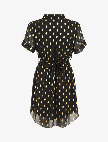 Robe patineuse courte imprimé pois irisés - Noir - 2