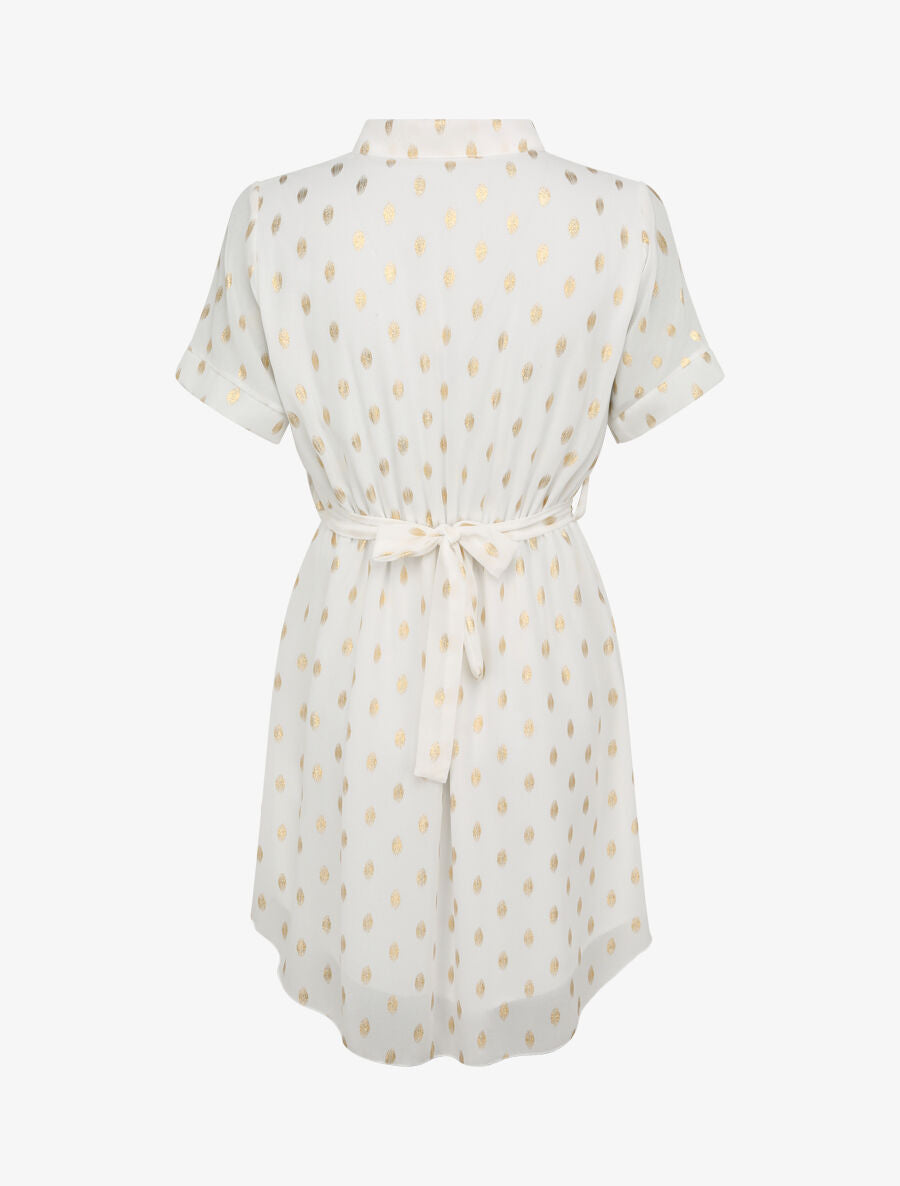 Robe patineuse courte imprimé pois irisés - Blanc - 2