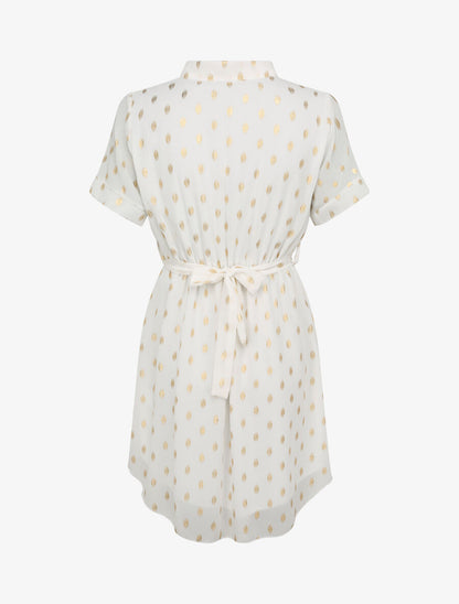 Robe patineuse courte imprimé pois irisés - Blanc - 2