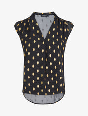 Top droit sans manches à imprimé pois irisés - Noir - 1