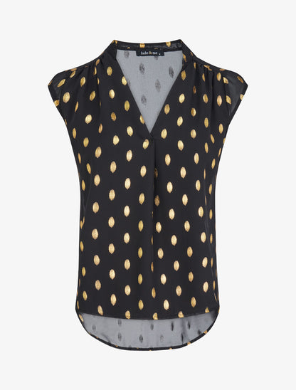 Top droit sans manches à imprimé pois irisés - Noir - 1
