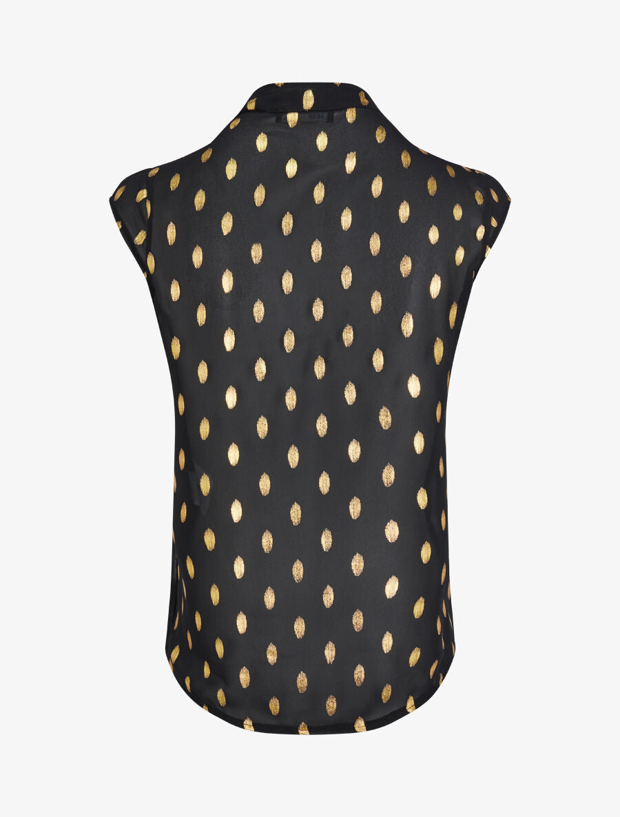 Top droit sans manches à imprimé pois irisés - Noir - 2