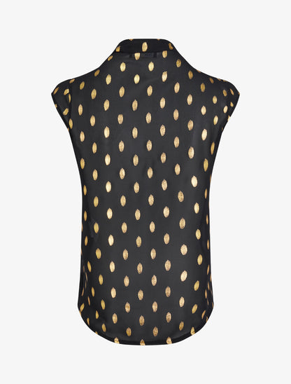 Top droit sans manches à imprimé pois irisés - Noir - 2