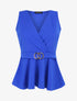 Top péplum à ceinture décorative - Bleu électrique - 4