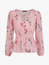 Top élastiqué imprimé floral - Rose pâle - 1