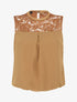 Top boule en voile à épaules en dentelle - Camel - 4