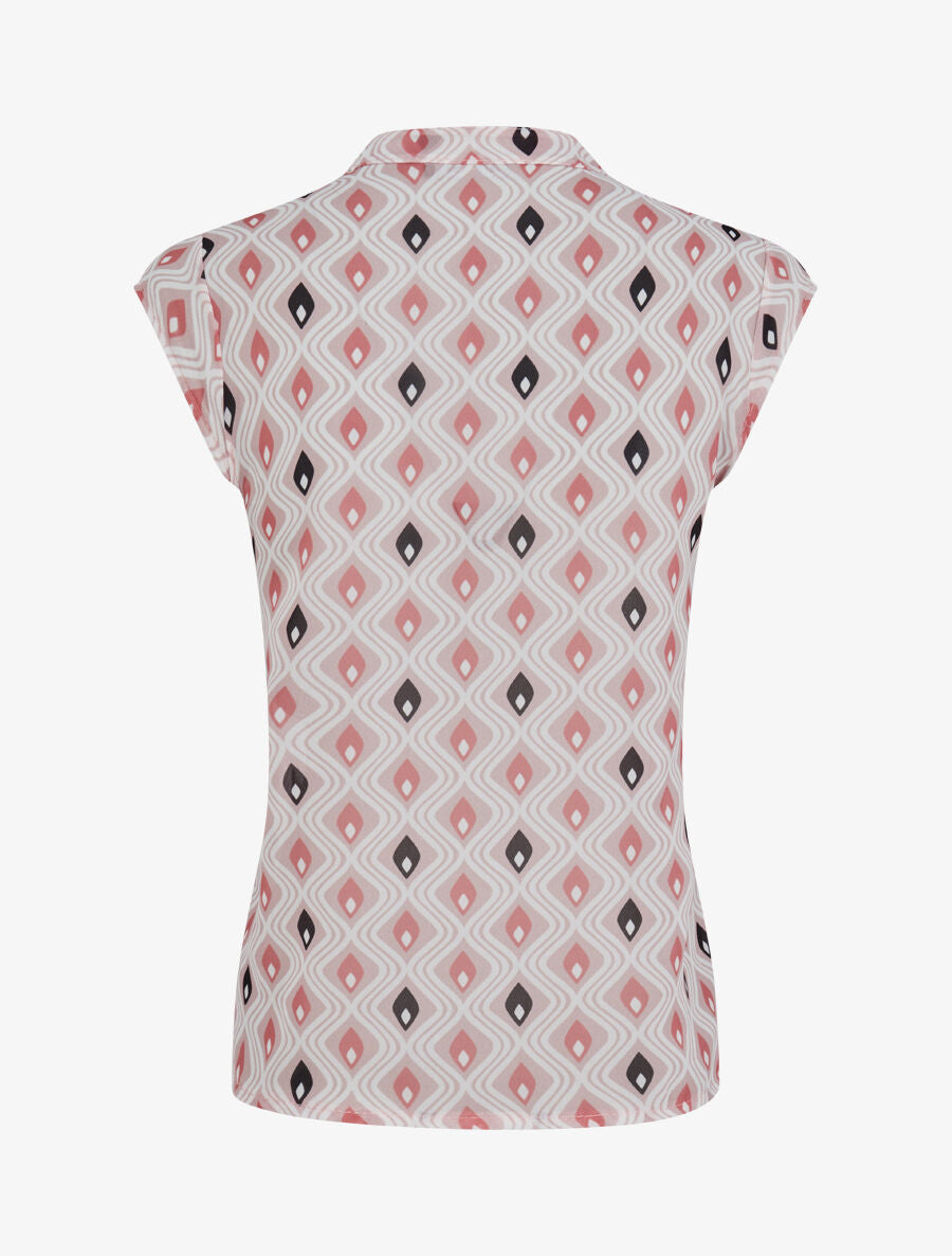 Top droit sans manches à imprimé mosaïque graphique - Rose - 2