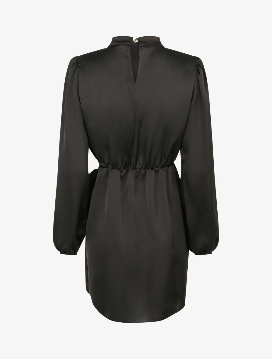 Robe satinée style portefeuille - Noir - 2