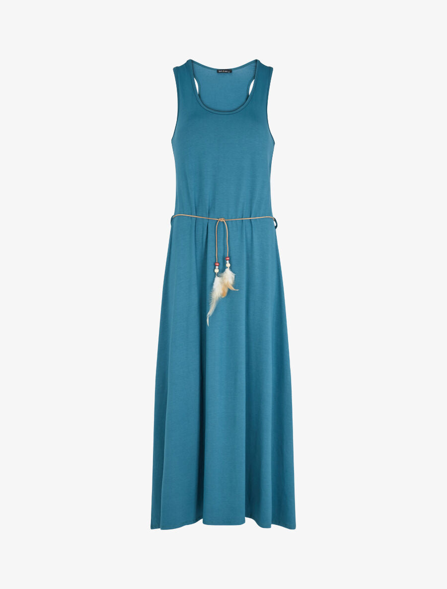 Robe longue basique sans manches - Bleu canard - 4