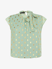 Top boule à pois stylisés et lamés - Vert clair - 4
