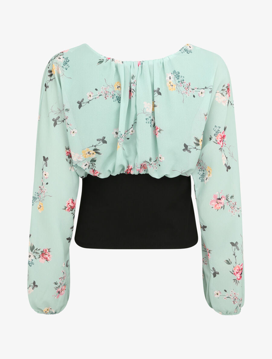Top boule à imprimé bouquet champêtre - Vert d&