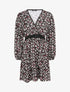 Robe imprimé fleurs de cerisier à détail crochet - Noir - 4