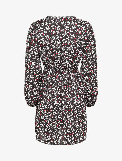 Robe imprimé fleurs de cerisier à détail crochet - Noir - 2