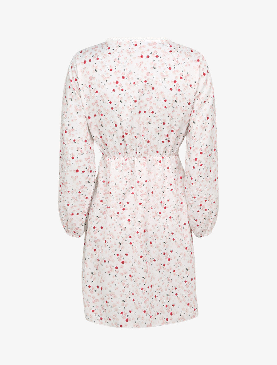 Robe imprimé fleurs de cerisier à détail crochet - Blanc - 2