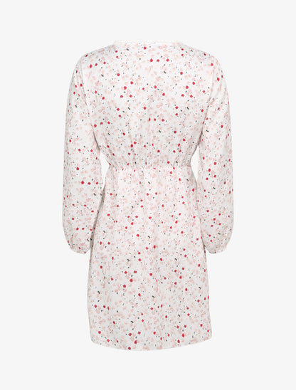 Robe imprimé fleurs de cerisier à détail crochet - Blanc - 2