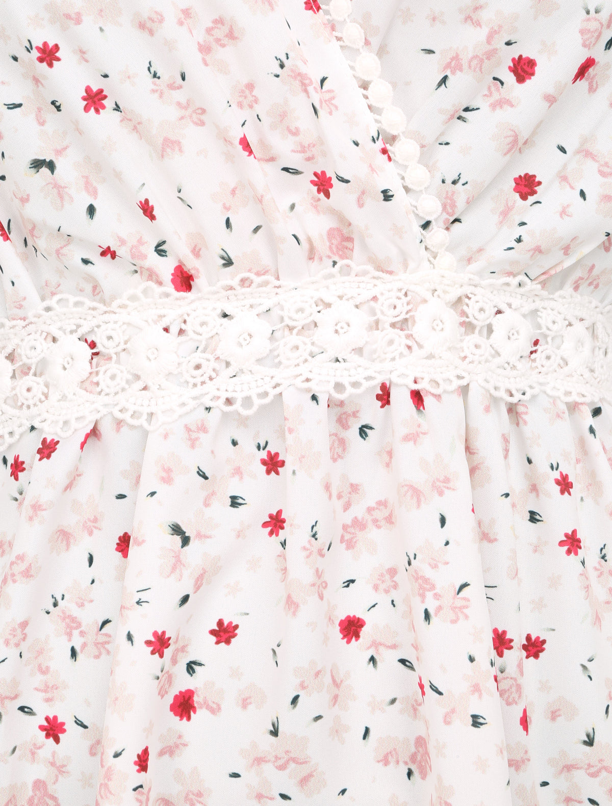 Robe imprimé fleurs de cerisier à détail crochet - Blanc - 3