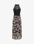 Robe longue imprimé fleurs baroques et buste en dentelle - Noir - 4