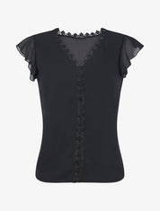 Top droit uni à détail crochet - Noir - 1