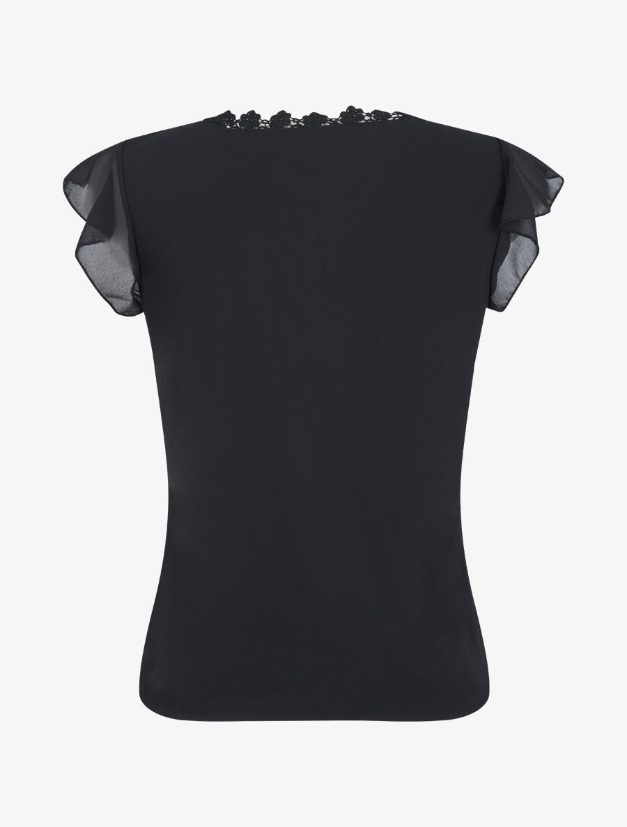 Top droit uni à détail crochet - Noir - 2