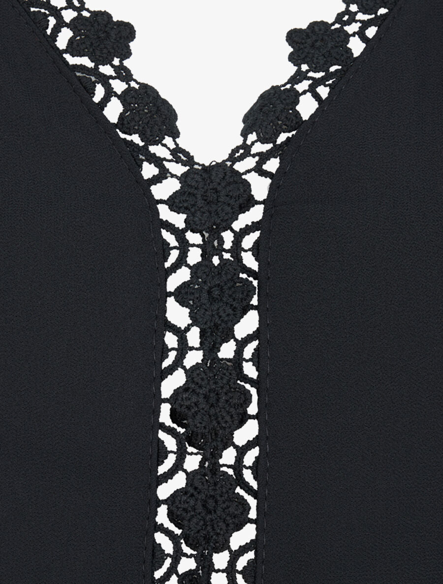 Top droit uni à détail crochet - Noir - 3
