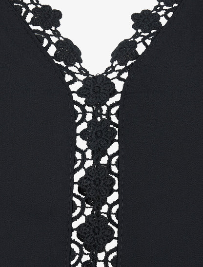 Top droit uni à détail crochet - Noir - 3