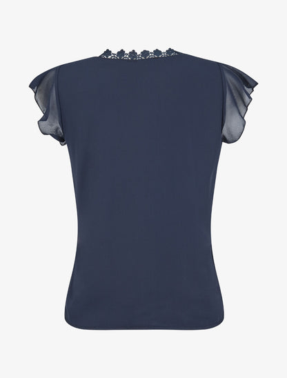 Top droit uni à détail crochet - Marine - 2