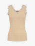 Débardeur droit côtelé à col dentelle - Beige - 1