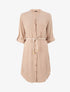 Robe chemise mi-longue unie à dos en dentelle - Beige - 1