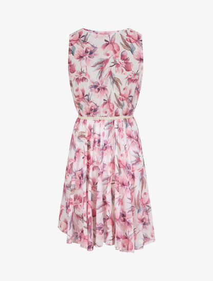 Robe patineuse sans manches imprimé fleurs romantiques - Blanc - 2