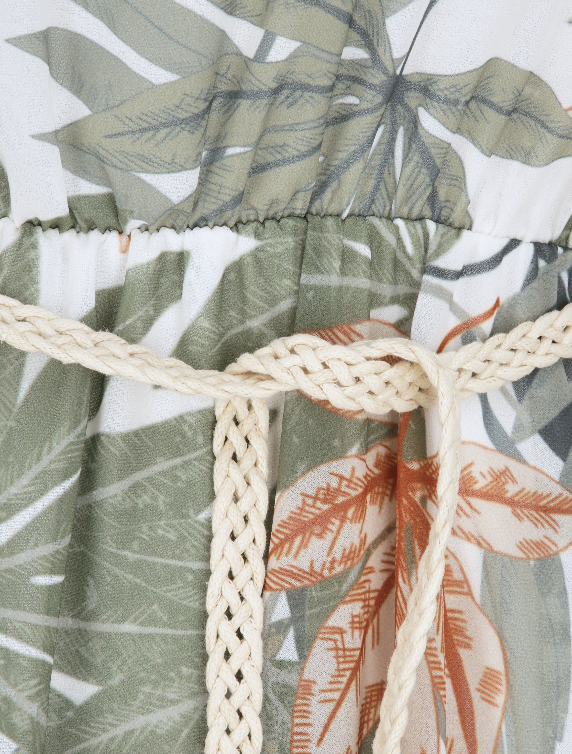 Robe patineuse sans manches imprimé tropical - Blanc - 3