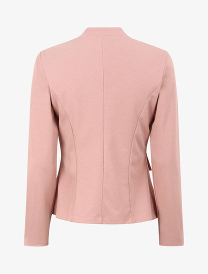 Veste droite unie à col mao - Rose - 2