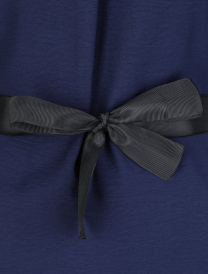 Blouse droite unie à manches 3/4 - Marine - 3