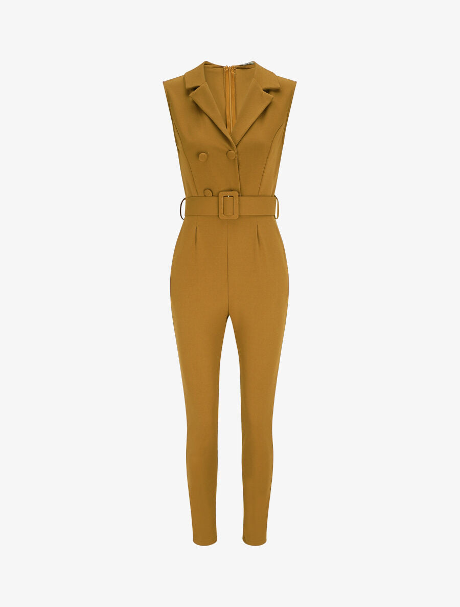 Combinaison carotte uni sans manches - Camel - 1