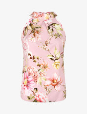 Top à col américain imprimé pivoines - Rose pâle - 1